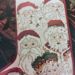 Santa Collage - Christmas Stocking Kit - Candamar Designs Something Special - Counted Cross Stitch - Faces of Santa -Vtg 1993 NEW