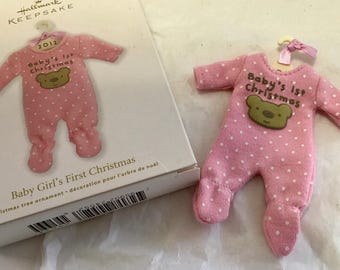 Hallmark Christmas Ornament - Baby Girl's First Christmas 2012 - Pink Sleeper - New
