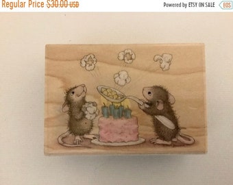 HOUSE MOUSE Dandelion Bouquet Wood Mounted Rubber Stamp Stampendous HMP67 NEW 