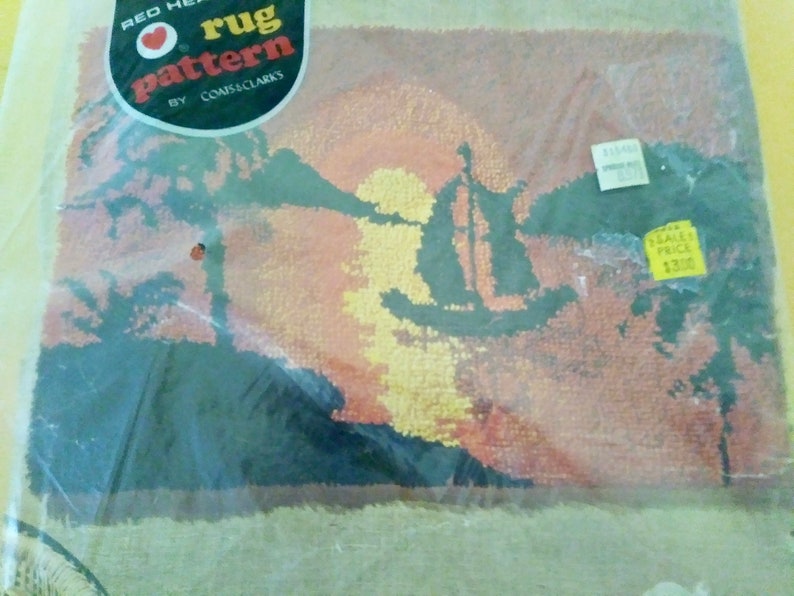 On Vintage Unused Red Heart Rug Pattern Coats Clark