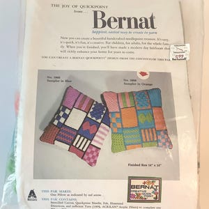 Bernat Quickpoint Pillow Kit - Sampler in Orange - 14" x 14" - Vintage and NEW