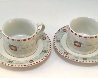 Vintage and NEW - Gibson "Snowman" Set of 2 Cup/Saucer Sets - 2.50"