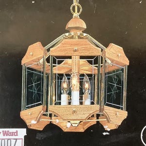 Modulite &quot;Oak Drum Swag Lamp&quot; - Groovy 1980&#39;s - Vintage and NEW - 3006 - 06