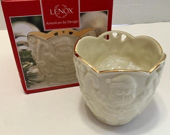 New Lenox American by Design Merry Lights 3.5" Santa Votive Candle Holder- WITH BOX
