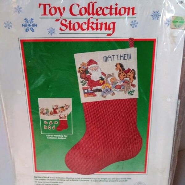 Dimensions Toy Collection Christmas Stocking Kit, Counted Cross Stitch Cuff, Vintage 1989 Sealed Kit