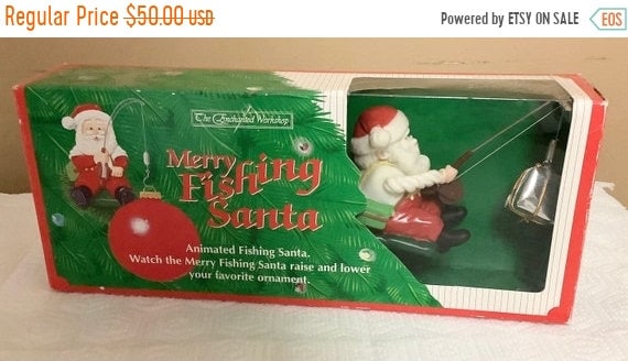 On Sale Merry Fishing Santa, Animated Fishing Santa, the Enchanted  Workshop, Raise/lower Ornament, Christmas Animation, Vintage 1992 