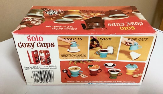 Solo Cozy Cups Starter Set 2 Holders & 10 Cups Yellow Cups/white Holders  Vintage NEW 