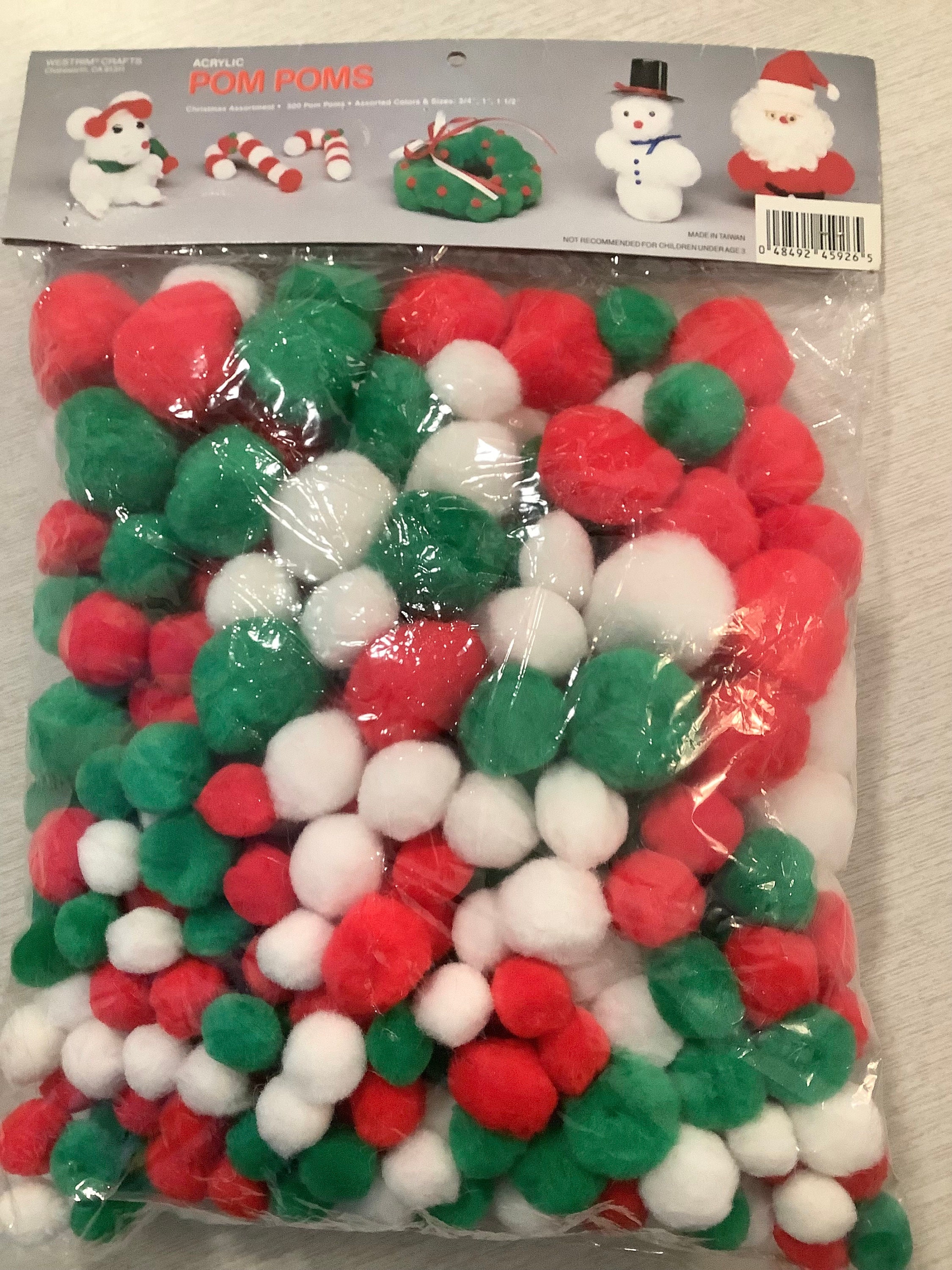 Christmas Pom-poms 1 Inch 20 Pieces Assorted Red Green White Silver Yellow  Gold Glitter Tinsel Craft Ornament Decor Ugly Sweater Hat 