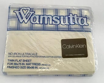 WAMSUTTA Ultracale TWIN Flat Sheet 39 X 75 Handkerchief Plaid Calvin Klein USA