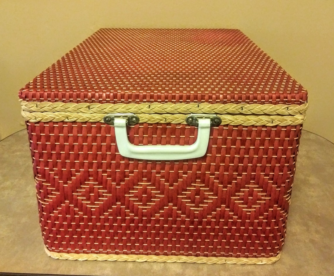 Vintage Redmon Picnic Basket Chest Trunk Pie Shelf Red | Etsy