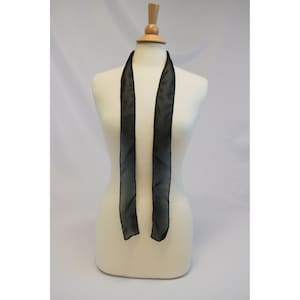 Long Black Sheer Chiffon Skinny Scarf or Hair Tie