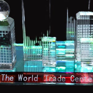 米国クリスタルワールド社 ワールドトレードセンター 置物 オブジェ インテリア Vintage New York City World Trade Center Crystal Sculpture: NYC