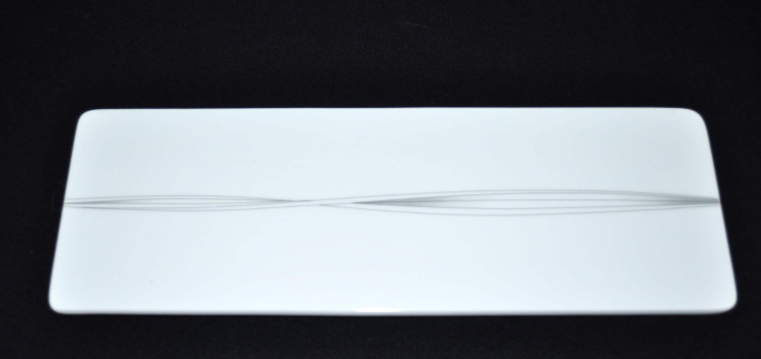 Apilco Porcelain France White with Black Abstract Lines Hors d'oeuvres, Cheese, Sushi Tray Platter 4.25" X 11.75"
