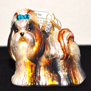 Ornamento de vidro SHIH TZU de Natal do Velho Mundo (BL12172) na caixa original