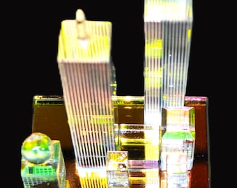 Vintage World Trade Center Crystal Sculpture: NYC Twin Towers