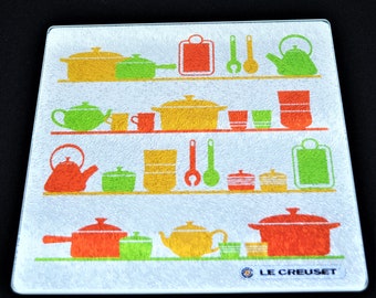 Le Creuset Küchenteller-Set aus gehärtetem Glas, Schneidebrett-Untersetzer, 20,3 x 20,3 cm