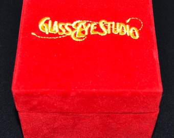 Beautiful Glass Eye Studio Blown Glass Swirl Design Christmas Ornament in Red Velvet Box 4"