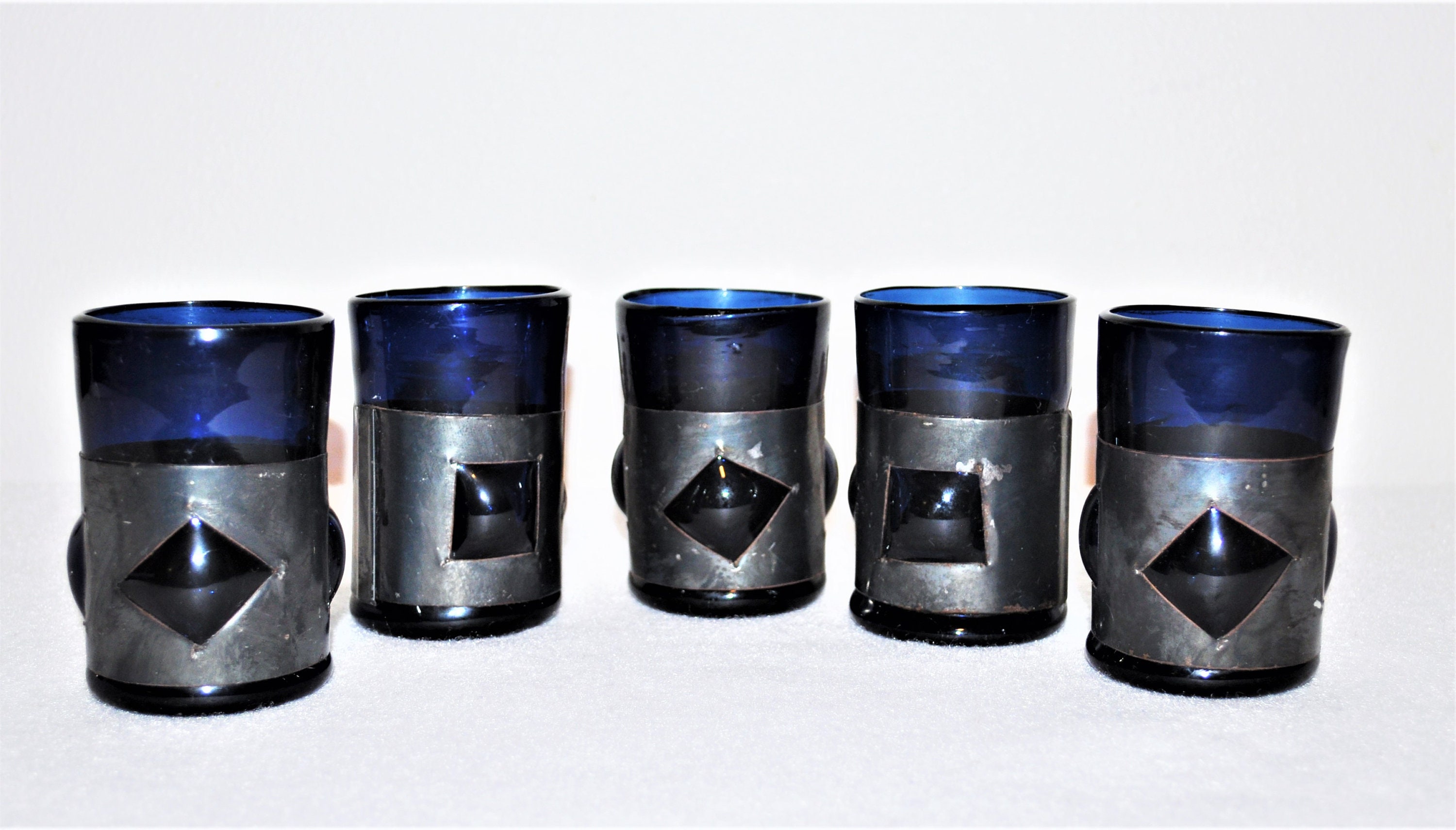 LOT DE 6 VERRES Anciens en Cristal/Verre Ouraline Soufflé Taillé Art