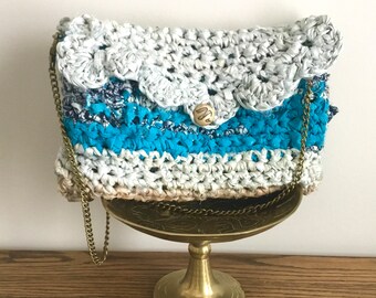 Silk clutch bag/purse. Cottage core, boho.  Made in Canada