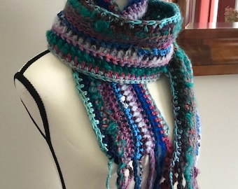 Boho winter scarf..  Handmade in Canada
