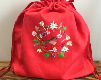 Valentine red tote bag for gifts, shoes, projects.  Made in Canada