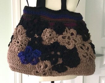 Wool tote bag- crocheted. Made in Canada