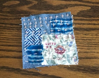 Denim patch with sashiko stitching-upcycled, slow stitch