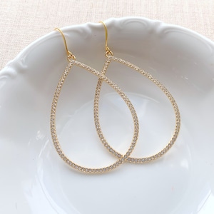 Rhinestone Hoop Earrings - Teardrop Earrings - Large Hoop Earrings - Statement Earrings - Gold Rhinestone Earrings - Large Earrings