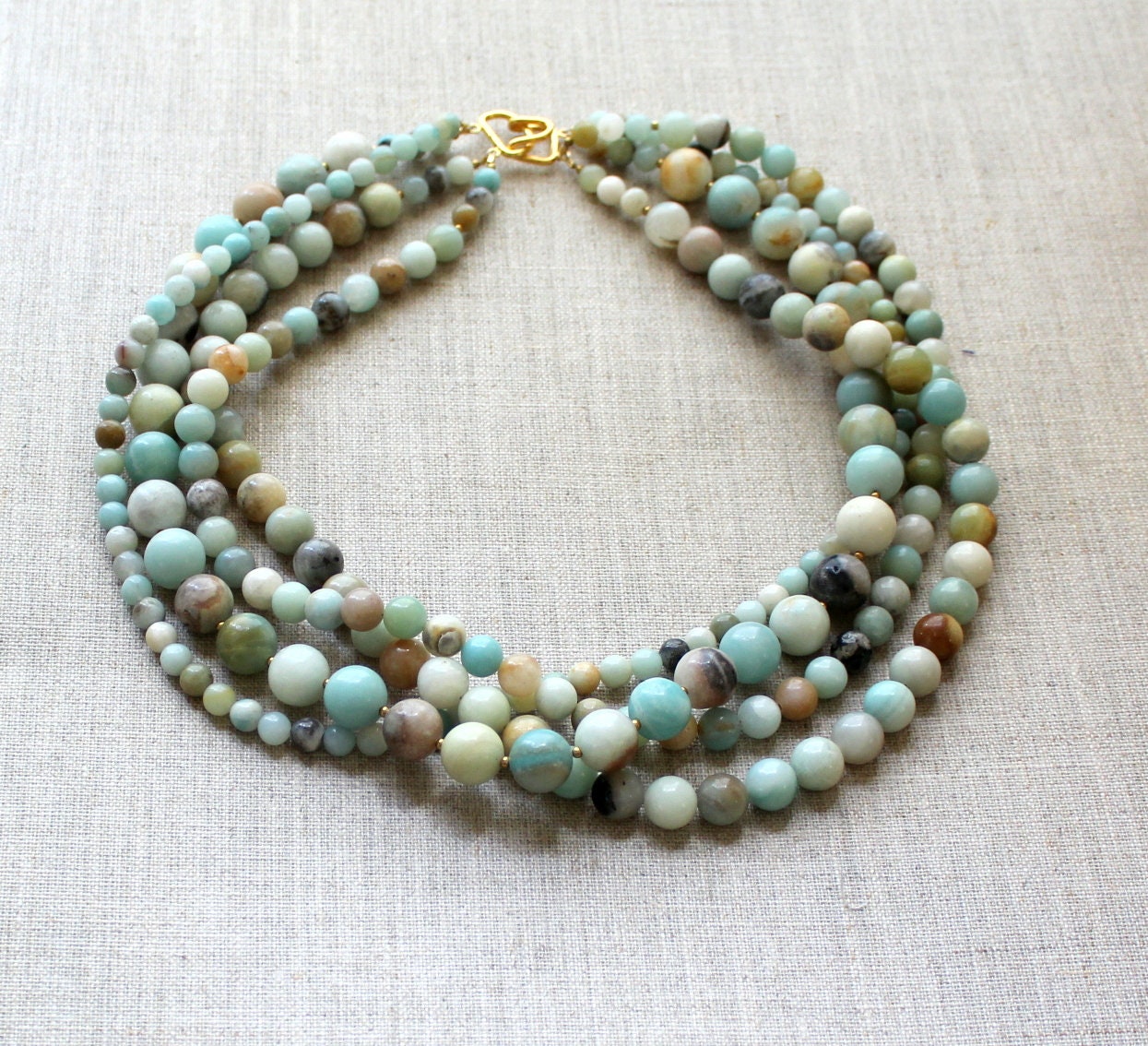 Amazonite Multi Strand Necklace Amazonite Necklace Chunky Necklace Statement Necklace Boho Necklace Beach Wedding Bib Necklace Etsy