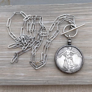Coin Necklace - Reproduction Antique Coin Necklace - Silver Coin necklace - Statement Necklace -French Coin Necklace - Toggle Necklace
