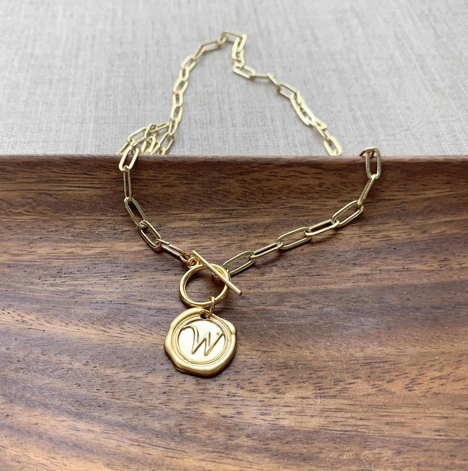 Paperclip Necklace Initial Necklace Paperclip Chain Etsy