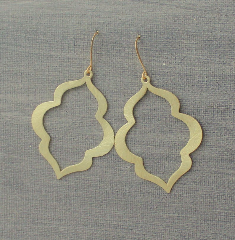 Moroccan Earrings Boho Earrings Brushed Gold Earrings Etsy