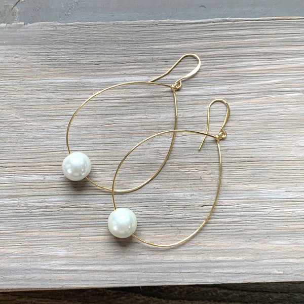 Hoop Earrings, Pearl Earrings, Teardrop Earrings, Gemstone Earrings, Beaded Earrings,  Bent Wire Earrings, Large Earrings. Gold Hoop Earring