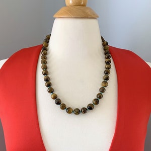 Tiger Eye Necklace, Tiger&#39;s Eye Necklace - Chunky Necklace - Statement Necklace - Fall Necklace, Classic Necklace, Brown Necklace, Tiger Eye