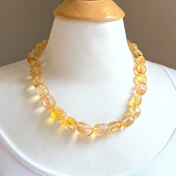 Citrine Nugget Necklace, Citrine Necklace, Nugget Necklace, Classic Necklace, Preppy Necklace, Statement Necklace, Chunky Necklace, Yellow