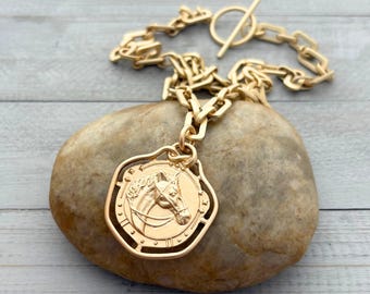 Gold Horse Necklace - Horse Pendant