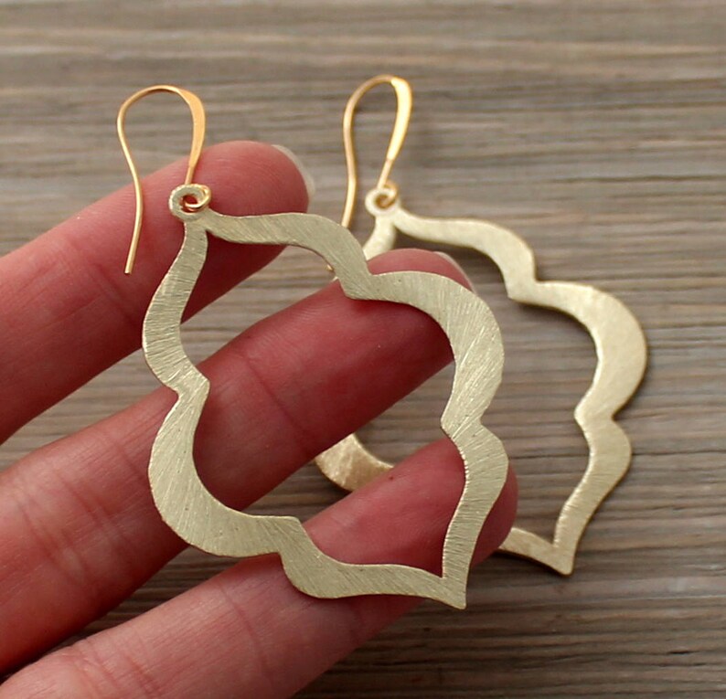 Moroccan Earrings Boho Earrings Brushed Gold Earrings Etsy