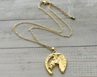 Gold Horse Necklace - Horse Pendant