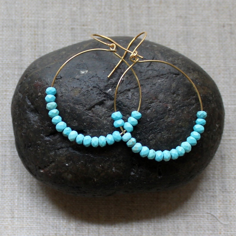 Beaded Hoop Earrings Turquoise Earrings Bohemian Earrings Etsy