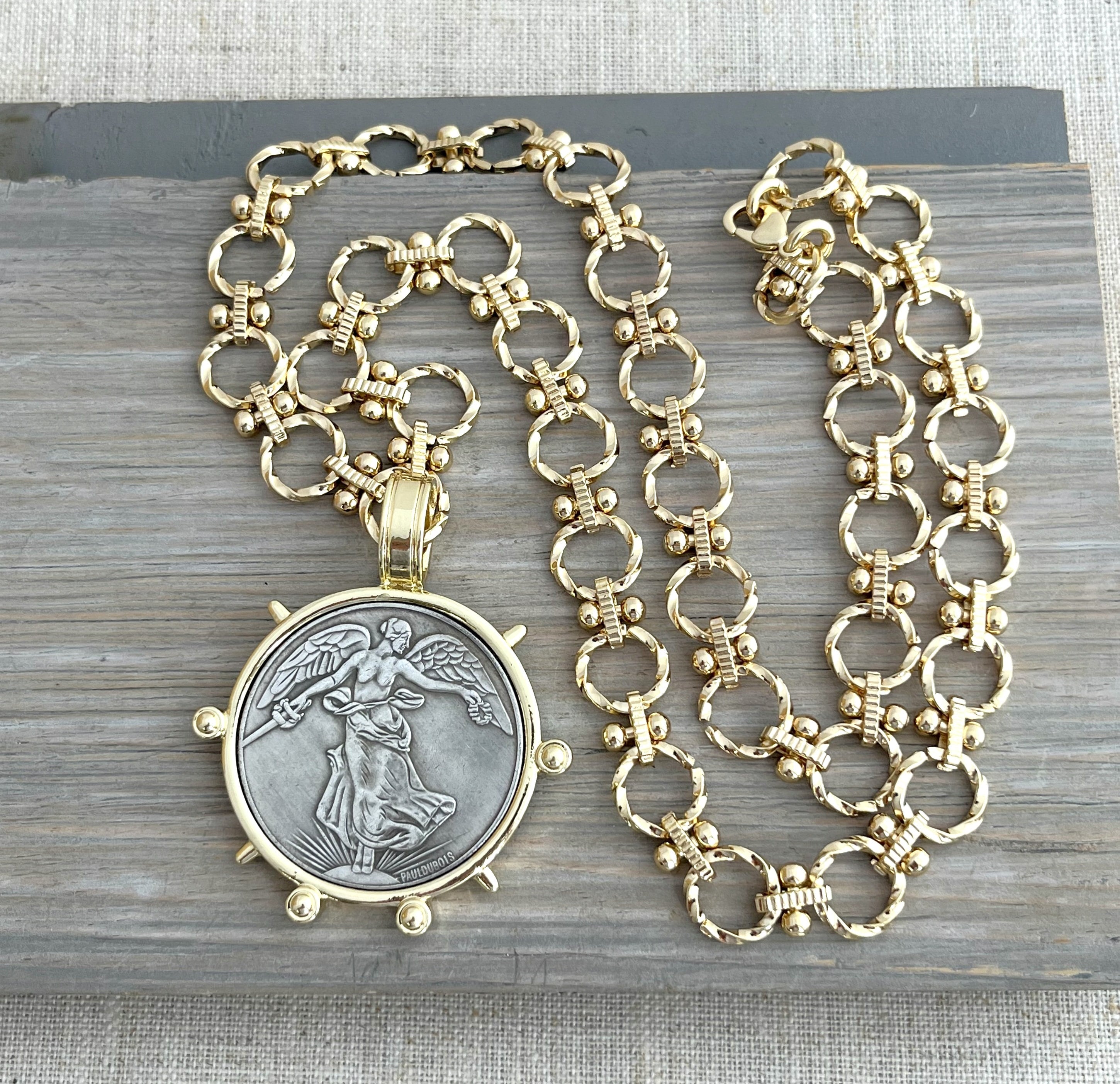 Collier Vintage Franklin Mint Années 80 - 3 Rangs De Perles, Doré, Occasion