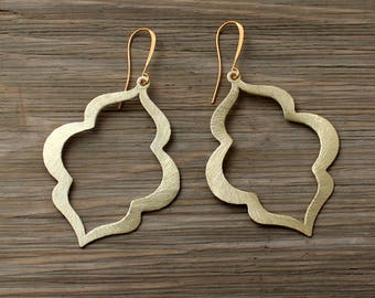 Moroccan Earrings - Boho Earrings - Brushed Gold Earrings - Gold Morocco Earrings - Matte Gold Earrings - Gold Boho Earrings
