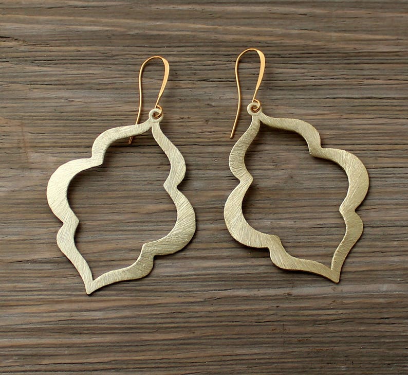 Moroccan Earrings Boho Earrings Brushed Gold Earrings Etsy