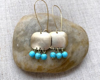 Boho Earrings - Blue Bead Earrings - Chandelier Earrings - Turquoise Earrings, Party Earrings, Statement Earrings, Bohemian Jewelry,