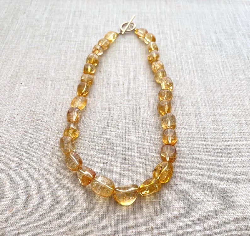 Citrine Nugget Necklace: Chunky Yellow Gemstone, Statement Necklace image 6