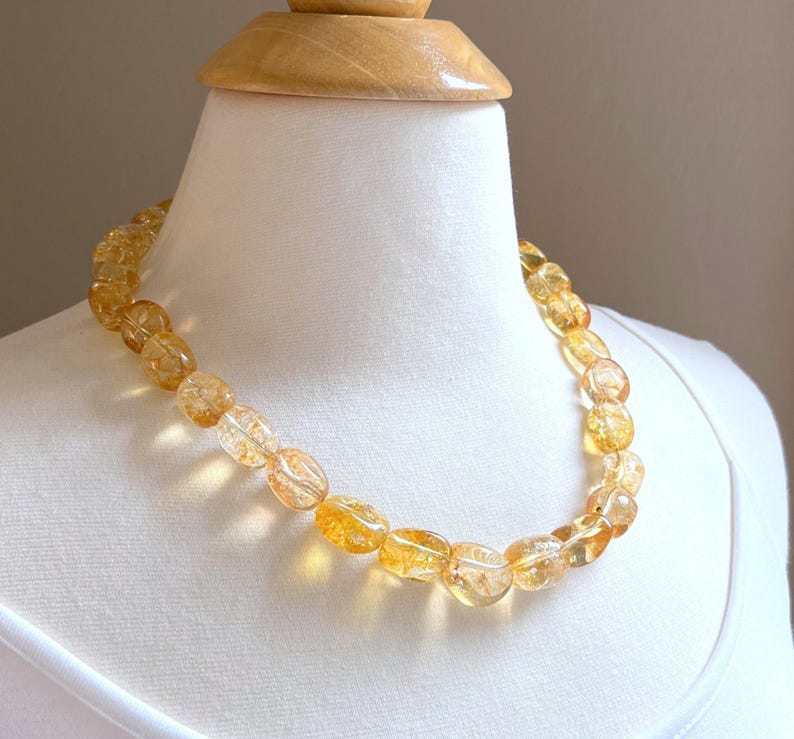 Citrine Nugget Necklace: Chunky Yellow Gemstone, Statement Necklace image 3