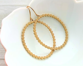 Gold Floral Earrings: Statement Dangle Earrings