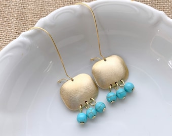 Boho Earrings - Blue Bead Earrings - Chandelier Earrings - Turquoise Earrings, Party Earrings, Statement Earrings, Bohemian Jewelry,