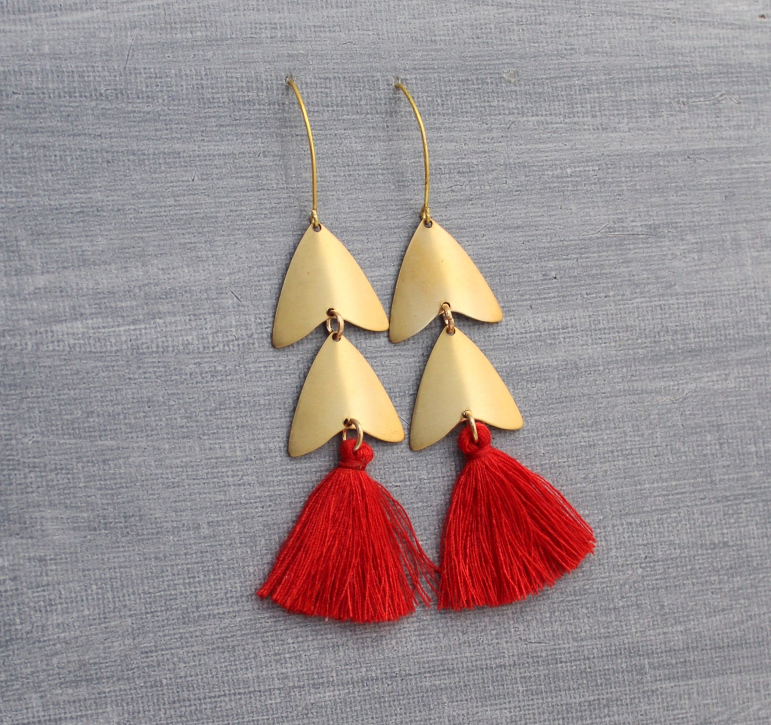 Tassel Earrings Blush Earrings Arrow Earrings Silver Etsy