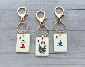 Mahjong Key Chain, Mahjong Tile with Clip