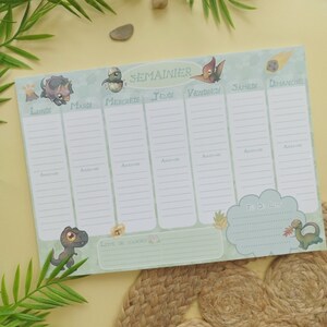 Weekly planner A4 - Dinosaur / Planner A4 cute / Planner memo note / Tearable planner / To do planner dinosaur / Cute weekly planner